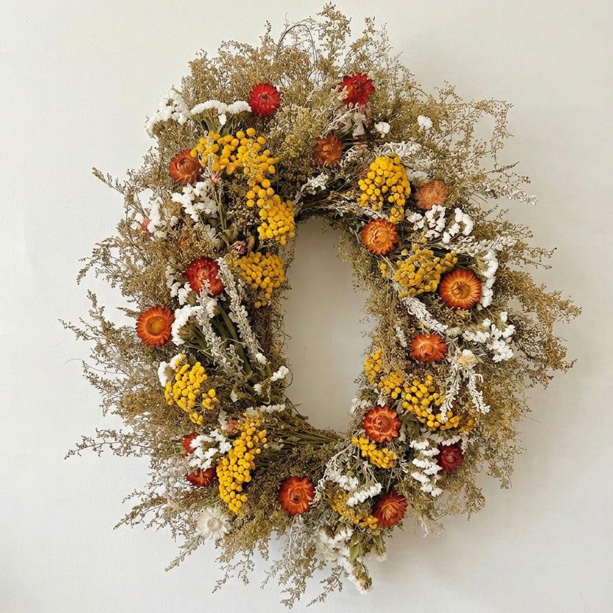 Dried Oval Tansy Trail Wreath