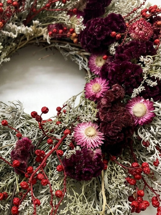 Dried Burgundy Bramble Wreath