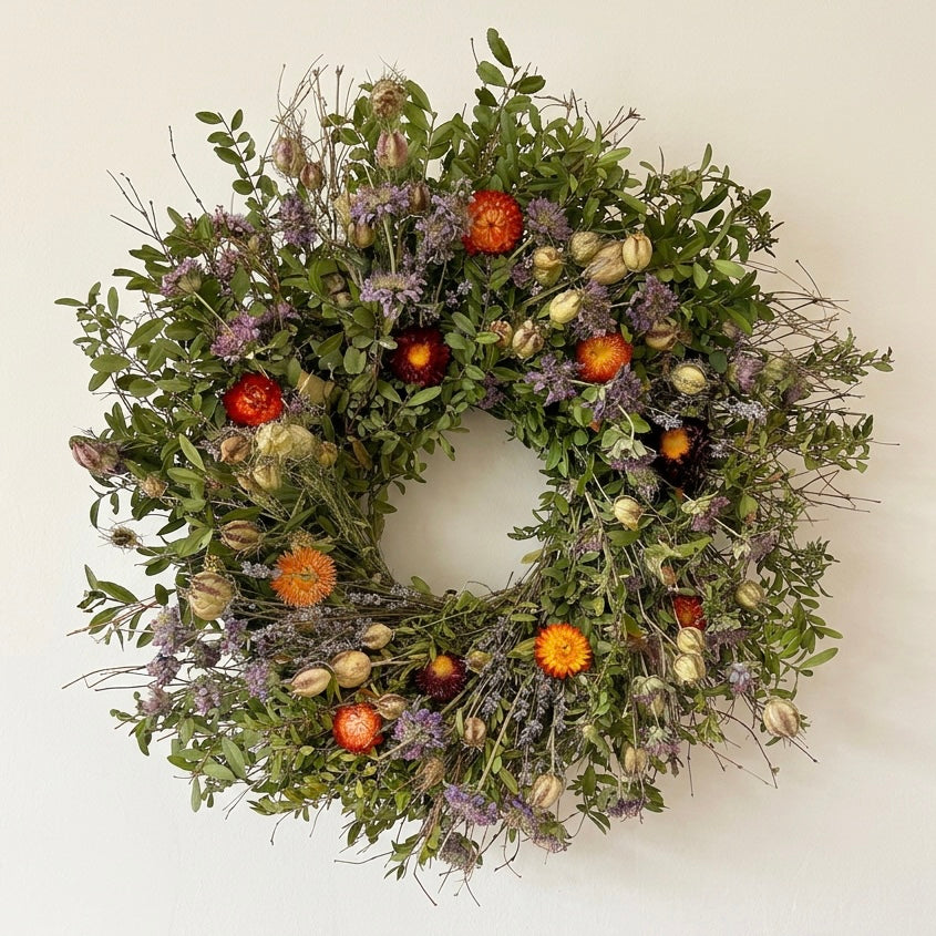 Dried Harvest Boxwood Wreath