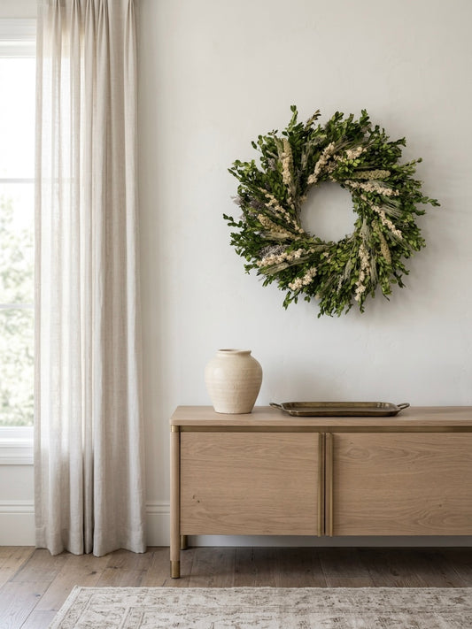 Dried Greenacres Boxwood Wreath