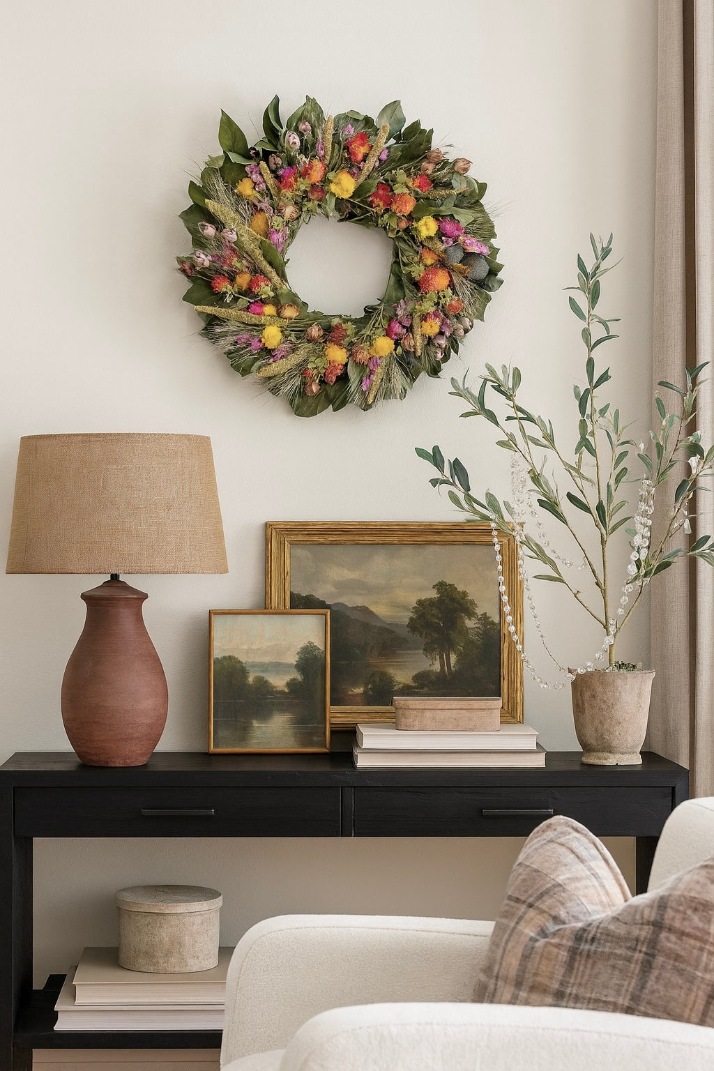 Dried and Preserved Hayfield Cottage Wreath