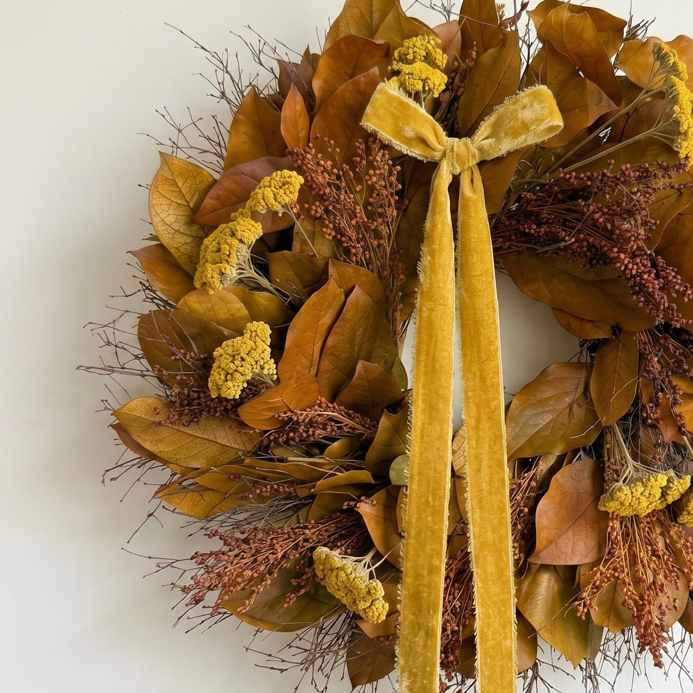 Dried and Preserved Marigold Hearth Wreath