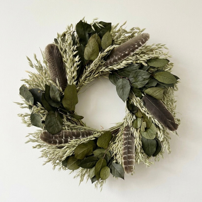 Dried and Preserved Turkey Feather Glade Wreath
