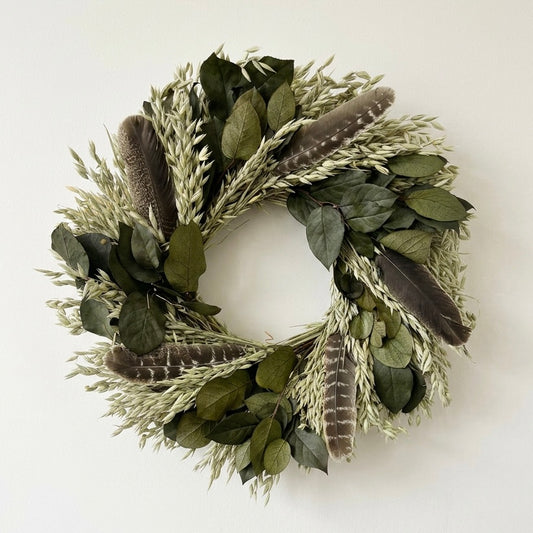 Dried and Preserved Turkey Feather Glade Wreath