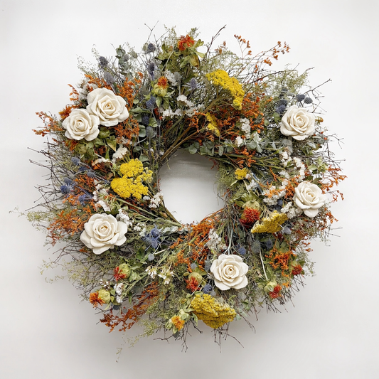 Dried Harvest Rose Wreath