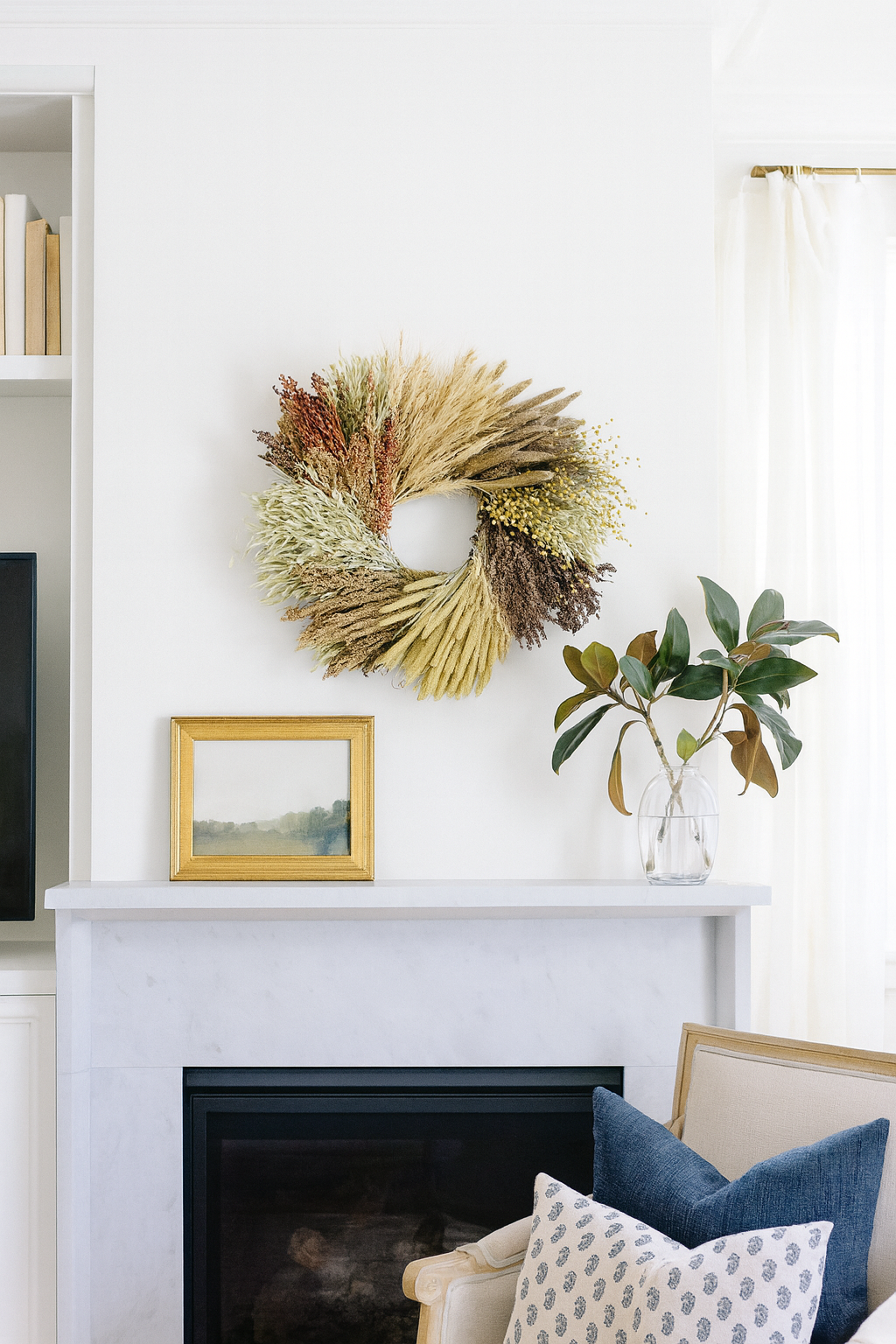 Dried Amberloft Grains Wheel Wreath