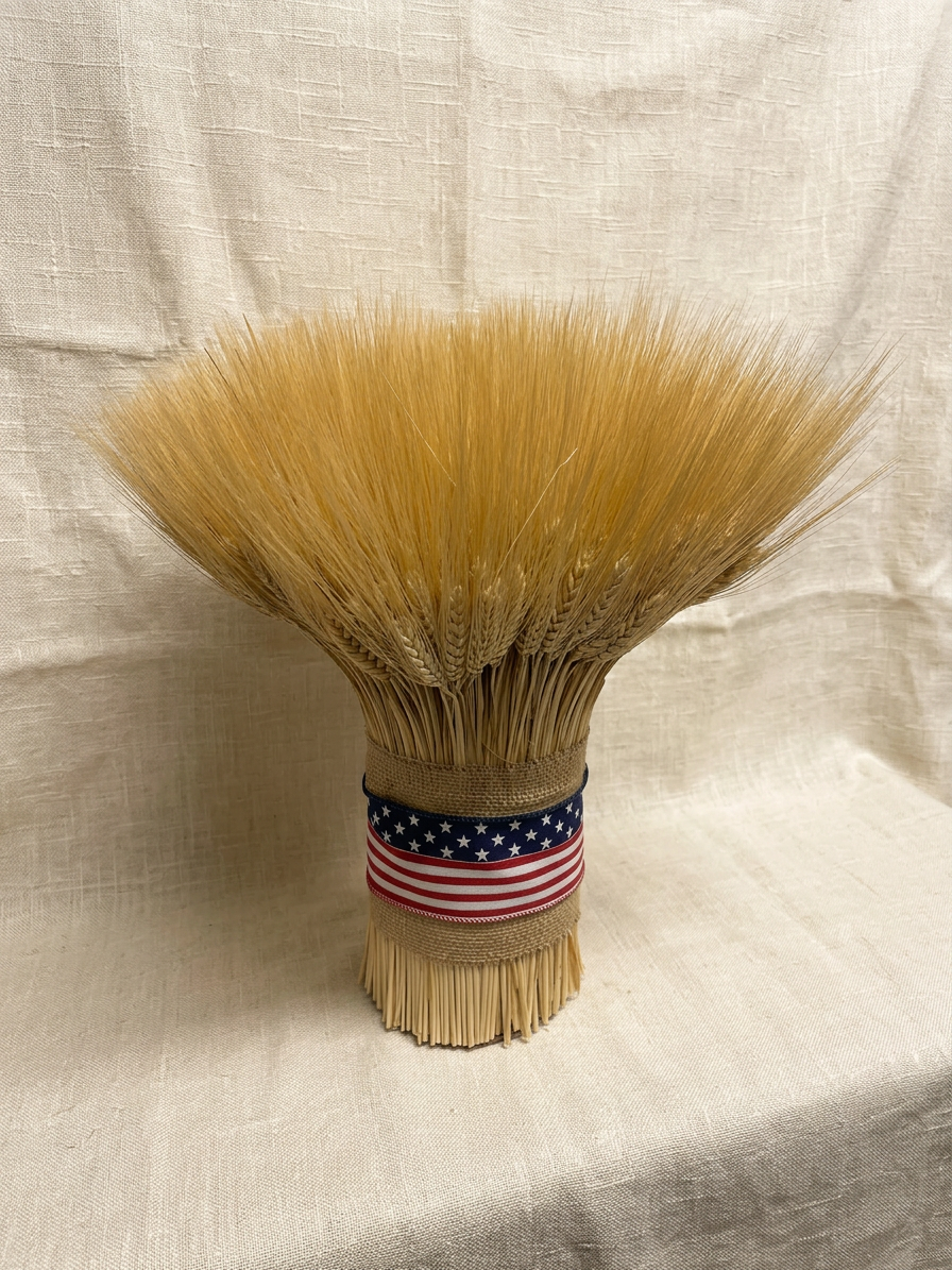 Dried American Flag Wheat Stack Centerpiece