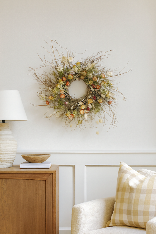 Dried Misty Strawflowers Wreath