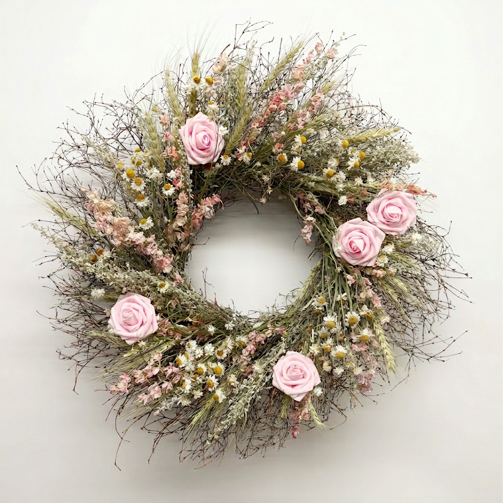 Dried Pink Gardens Wreath
