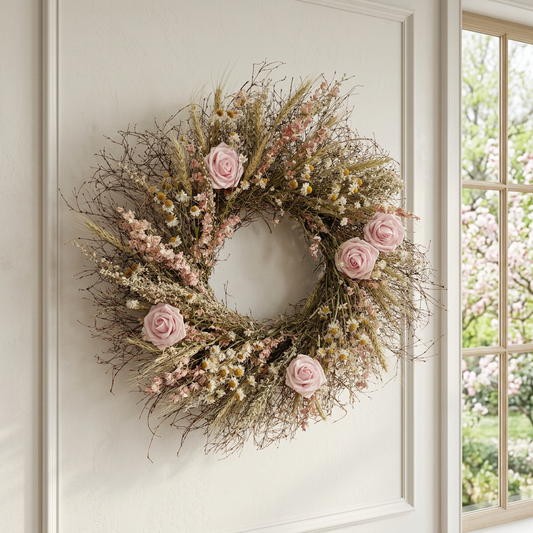 Dried Pink Gardens Wreath