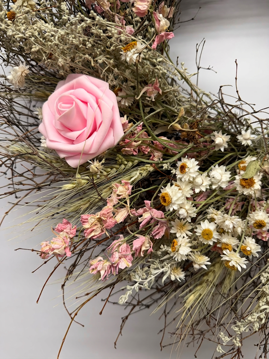 Dried Pink Gardens Wreath