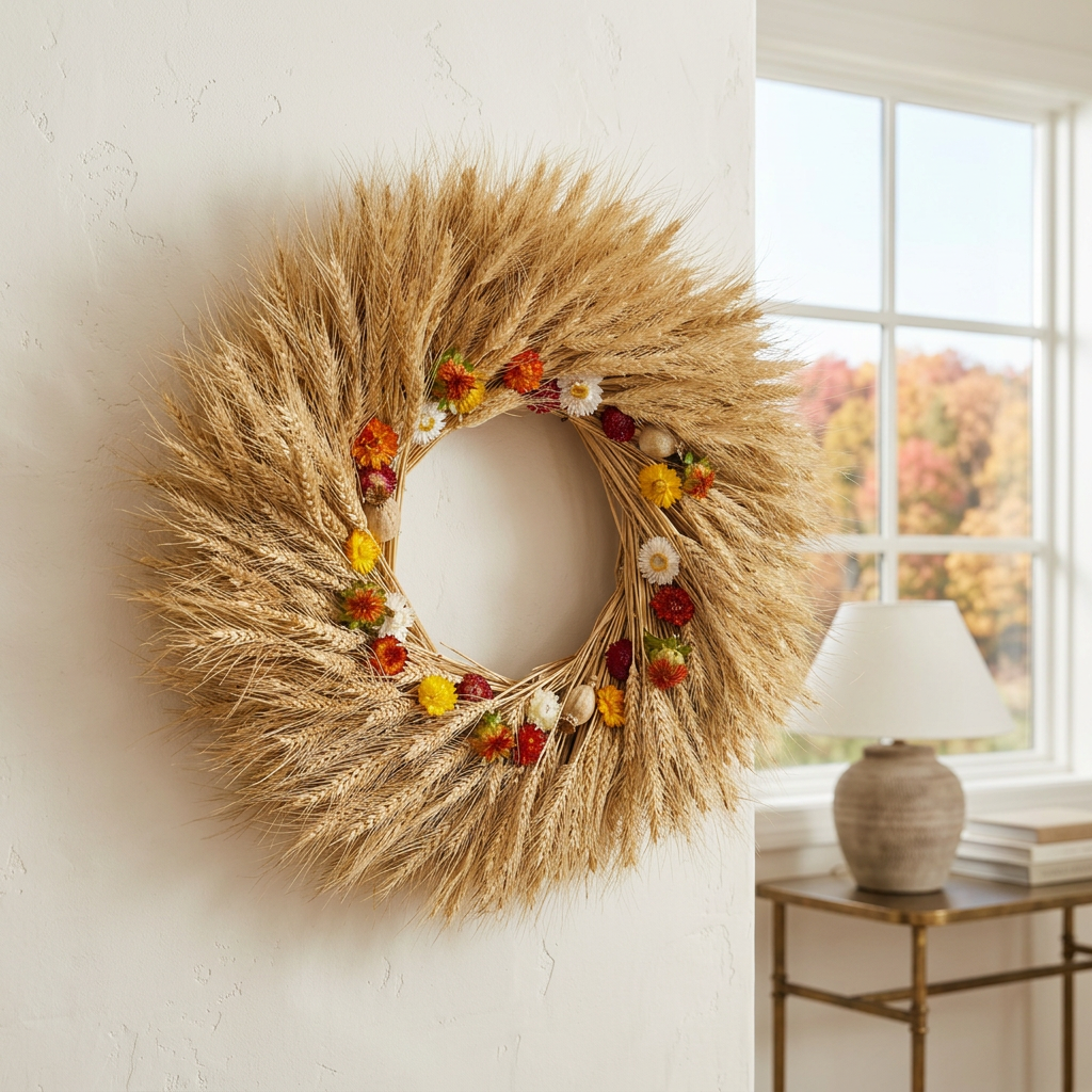 Dried Wheat Halo Wreath