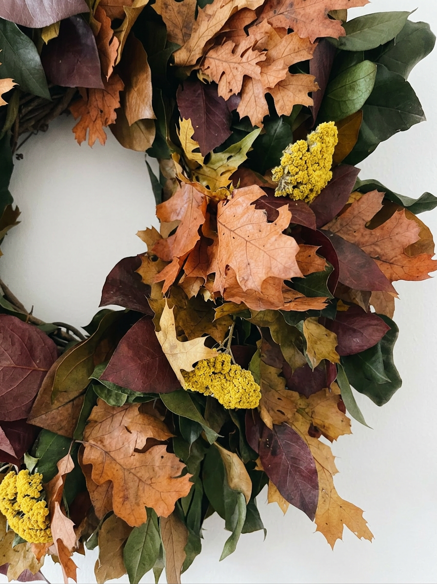 Dried and Preserved Fall Leaves Manor Wreath