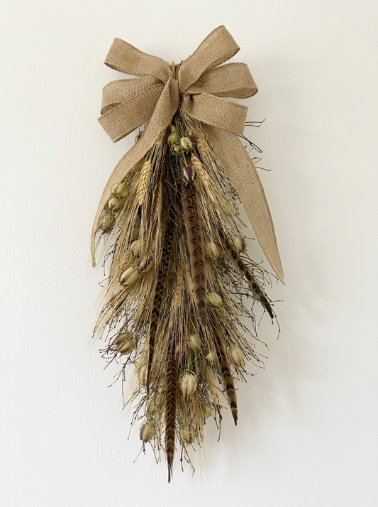Dried Feathers and Wind Door Greeter Swag