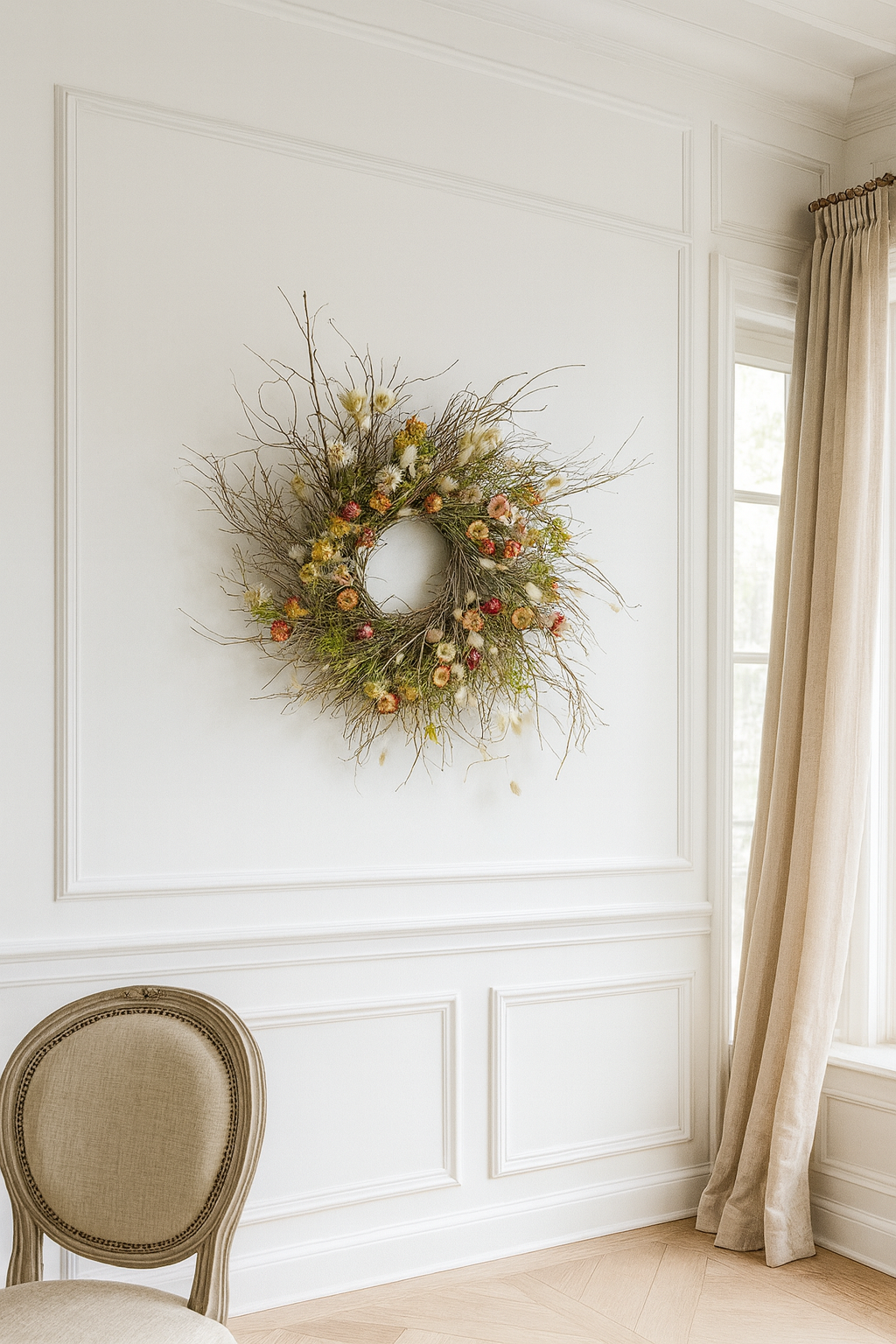Dried Misty Strawflowers Wreath