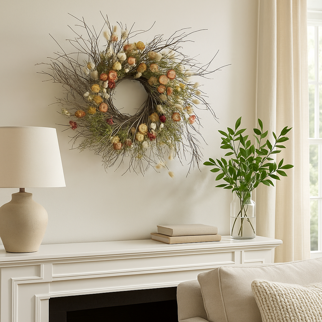 Dried Misty Strawflowers Wreath