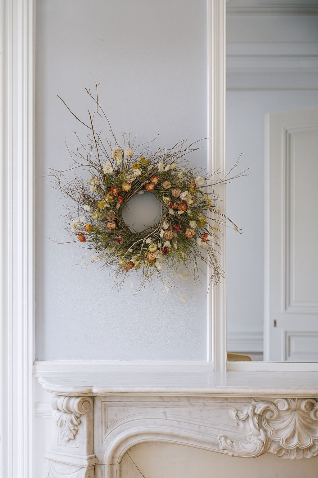 Dried Misty Strawflowers Wreath