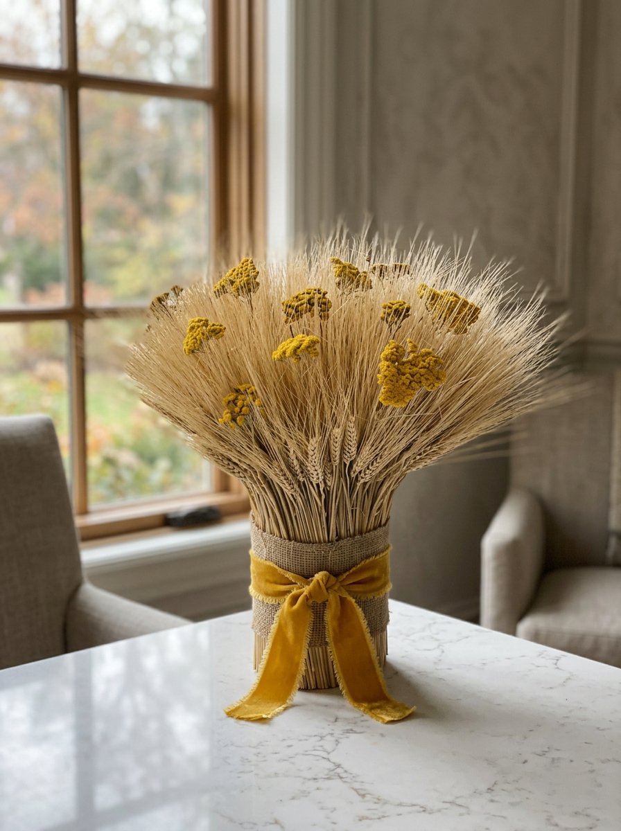 Dried Countryside Gold Wheat Stack Centerpiece