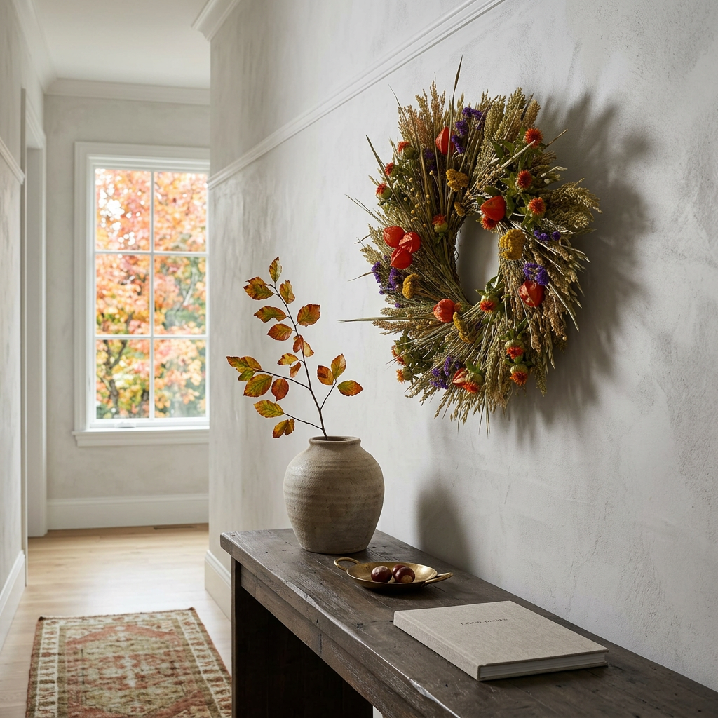 Dried Autumn Lanterns Wreath