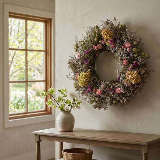 Dried Pink Paloma Wreath