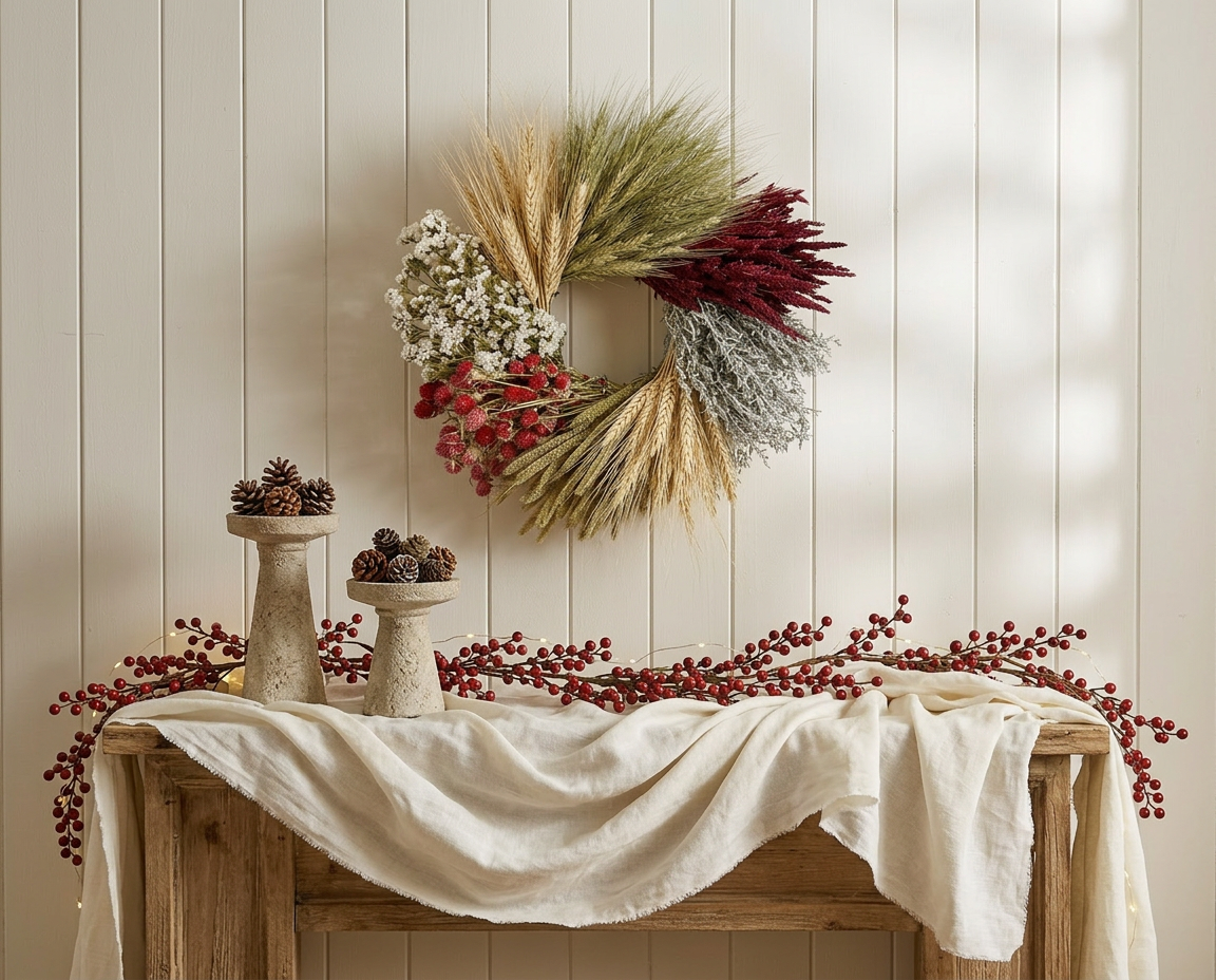 Dried Autumn Meridian Wheel Wreath