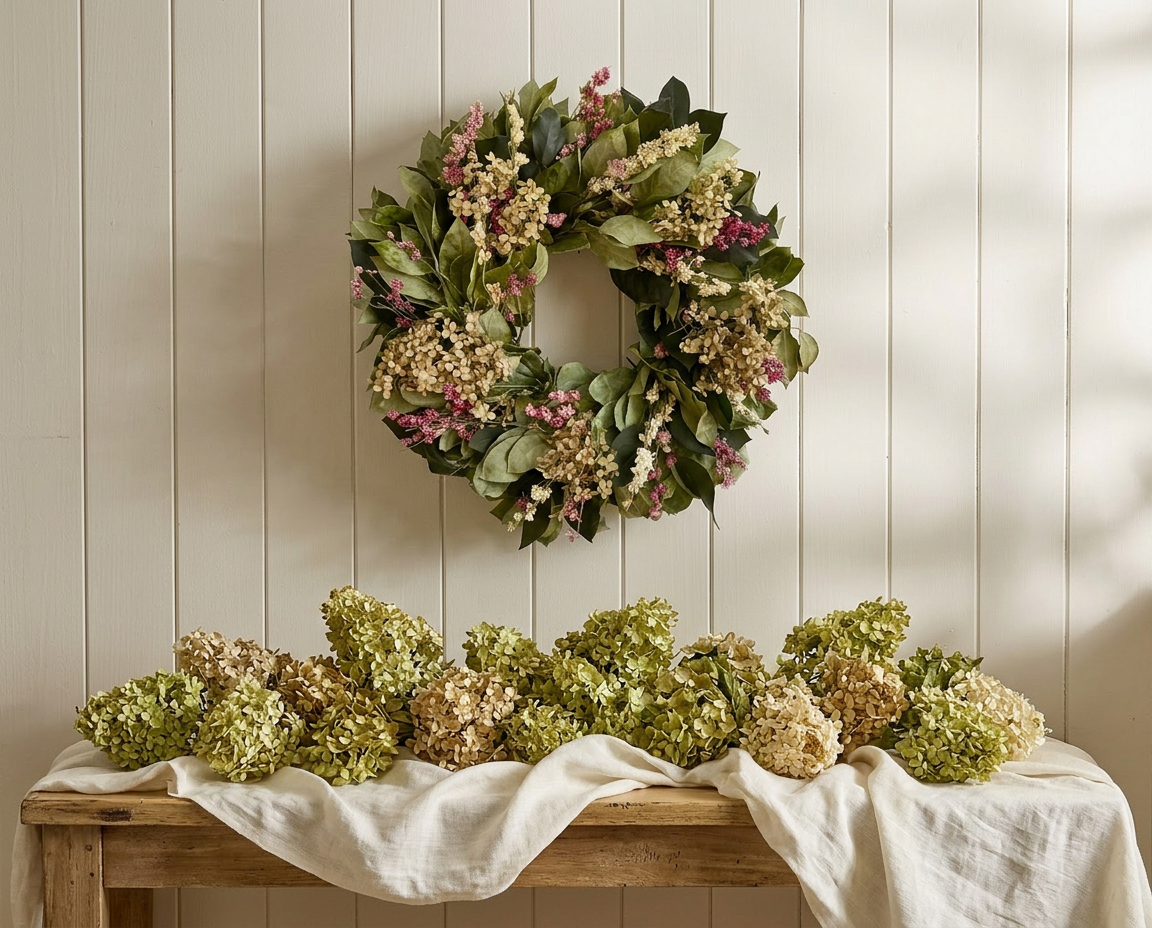 Dried and Preserved Hadley Hydrangea Wreath