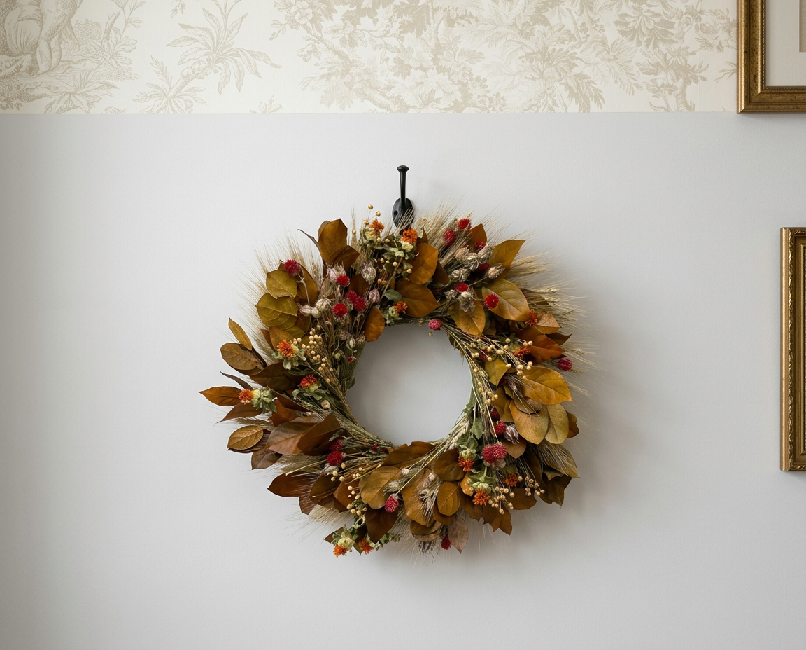 Dried and Preserved Fall Skies Wreath