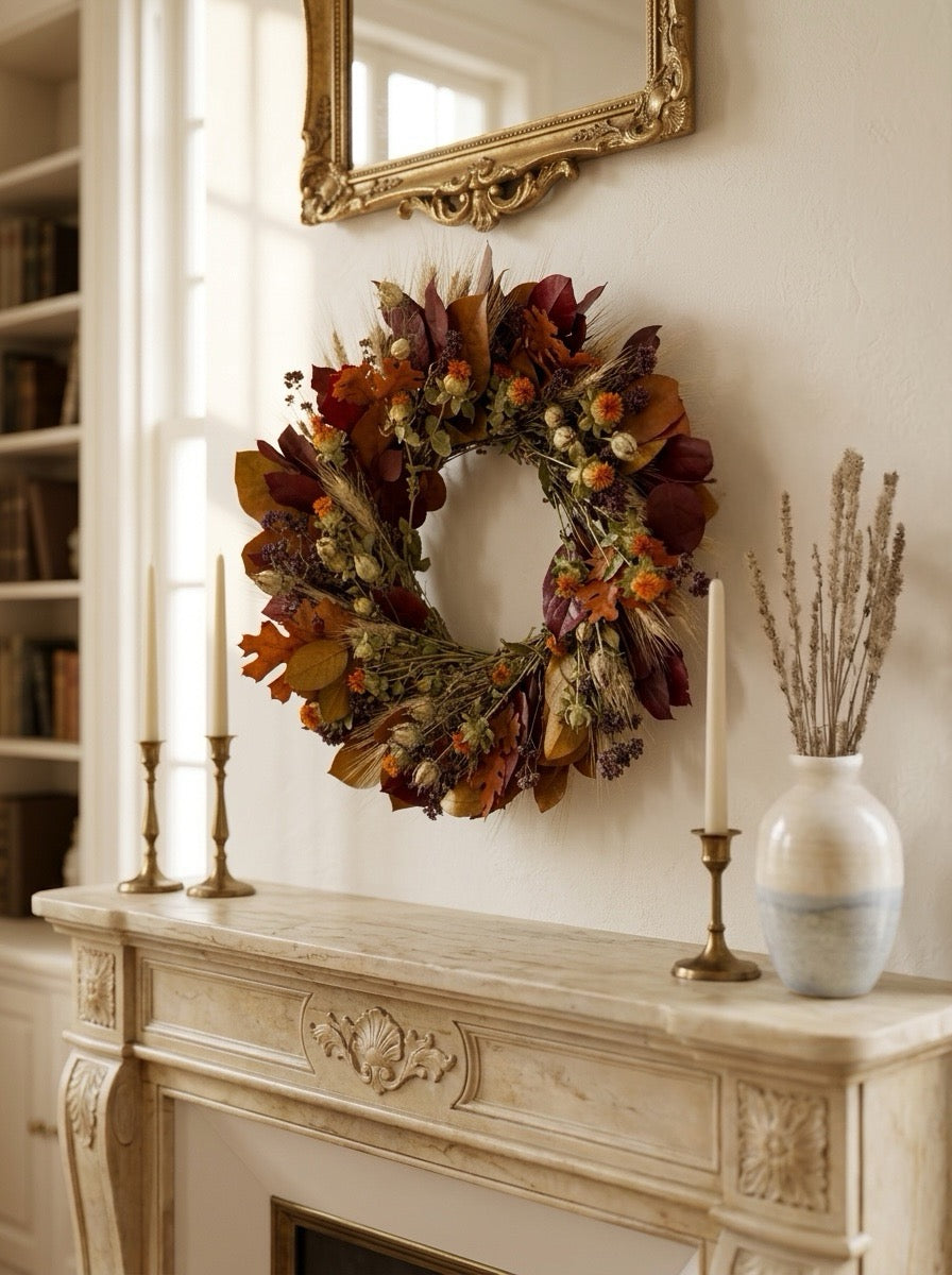 Dried and Preserved Safflower Vale Wreath