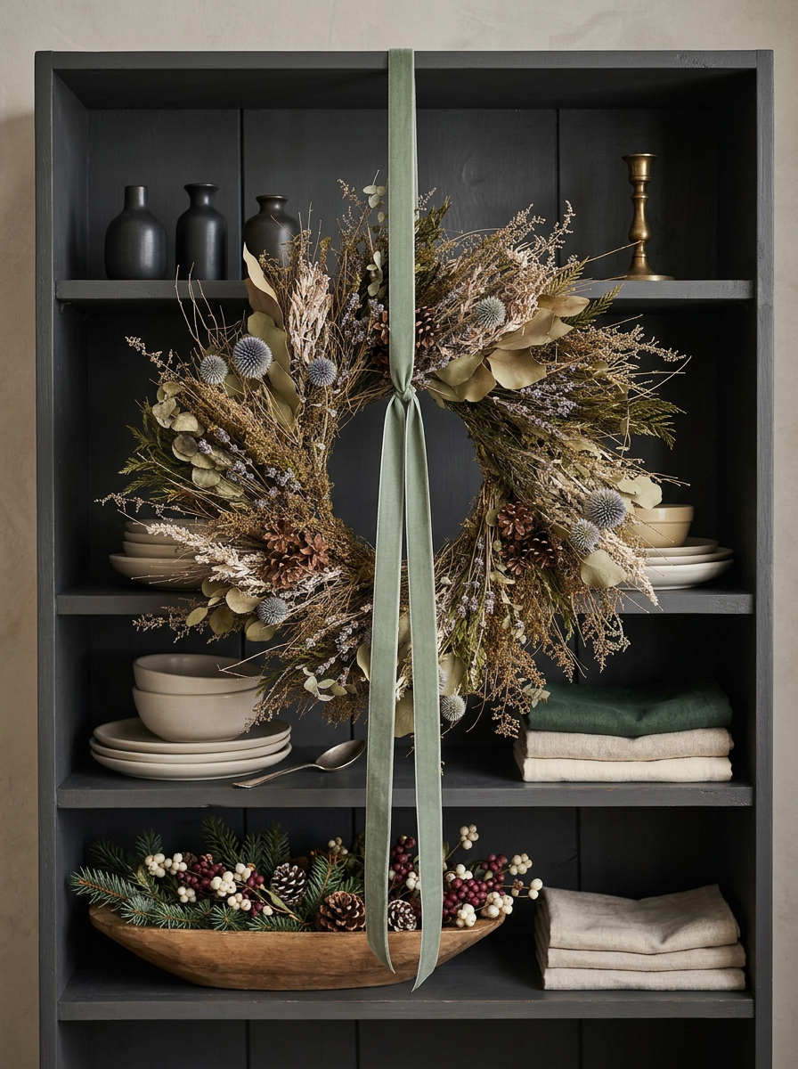 Dried and Preserved Thistle and Timber Wreath