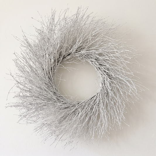 Dried Quail Brush White Twig Wreath