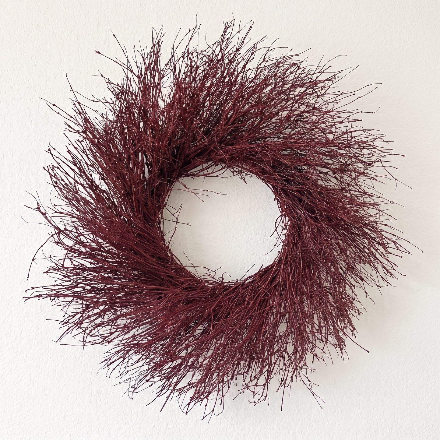 Dried Quail Brush Burgundy Cranberry Twig Wreath