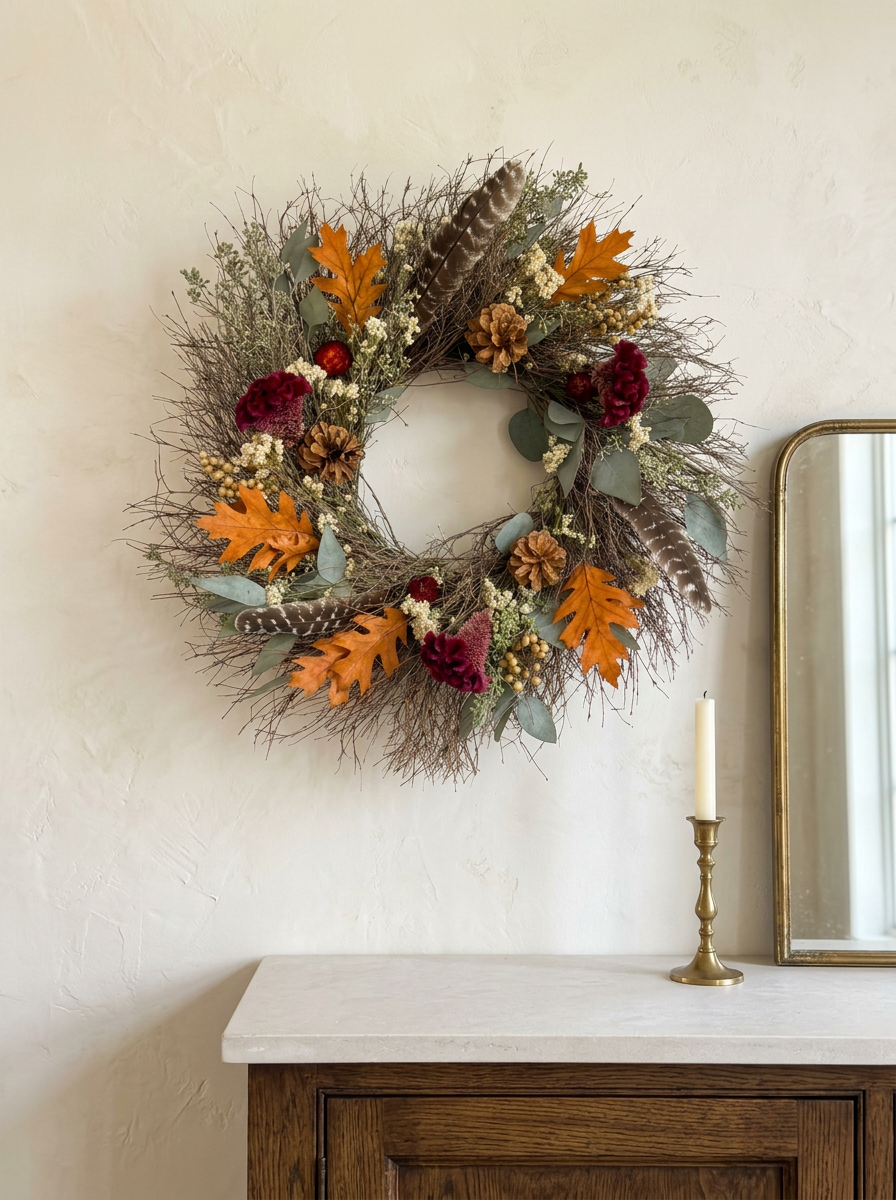 Dried Grateful Gatherings Wreath