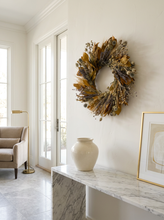 Dried and Preserved Autumn Gold Wreath