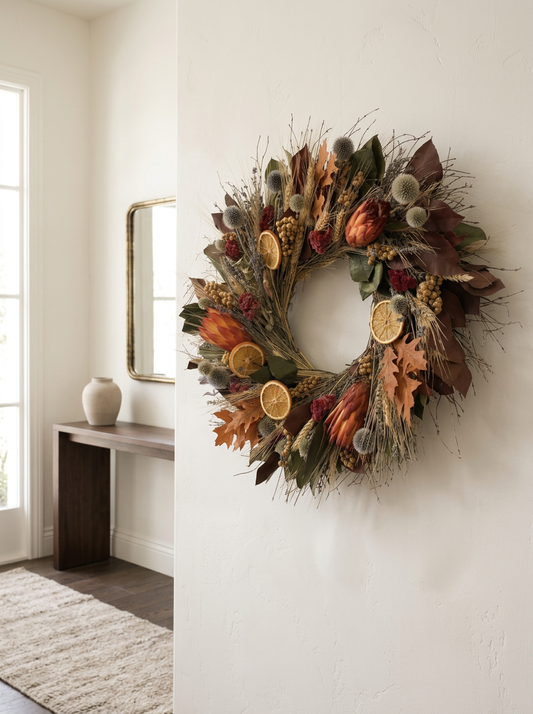 Dried and Preserved Autumn Bounty Wreath
