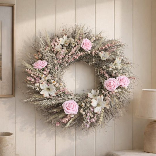 Dried Pink Gardens Wreath