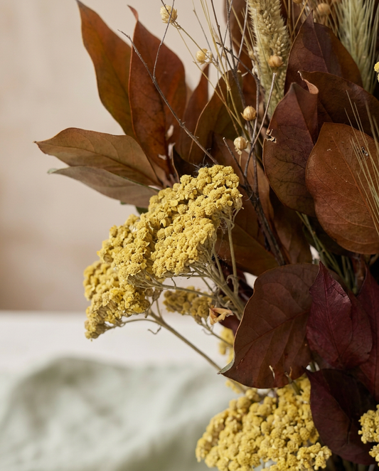 Dried and Preserved Flaxen Leaves Bouquet