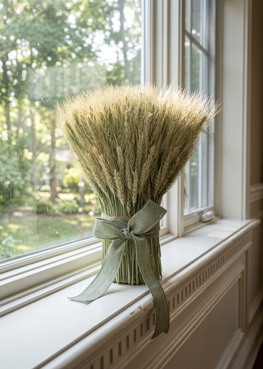 Dried Verdant Green Wheat Stack Centerpiece