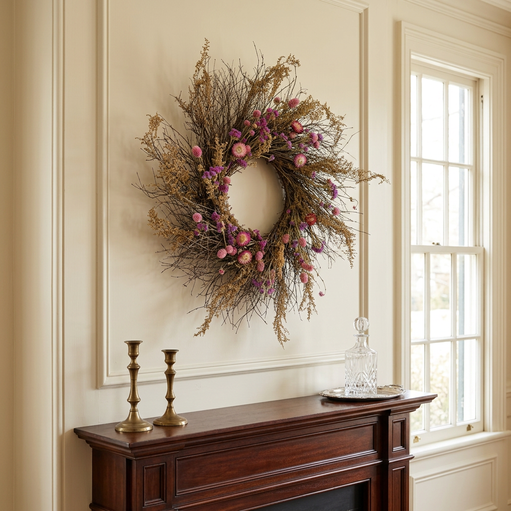 Dried Pink Sauvage Wreath