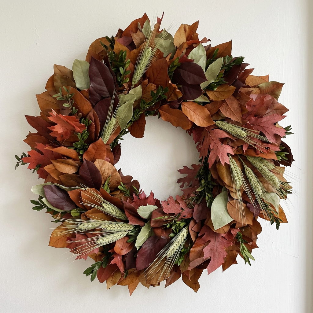 Dried and Preserved Amber Foliage Wreath
