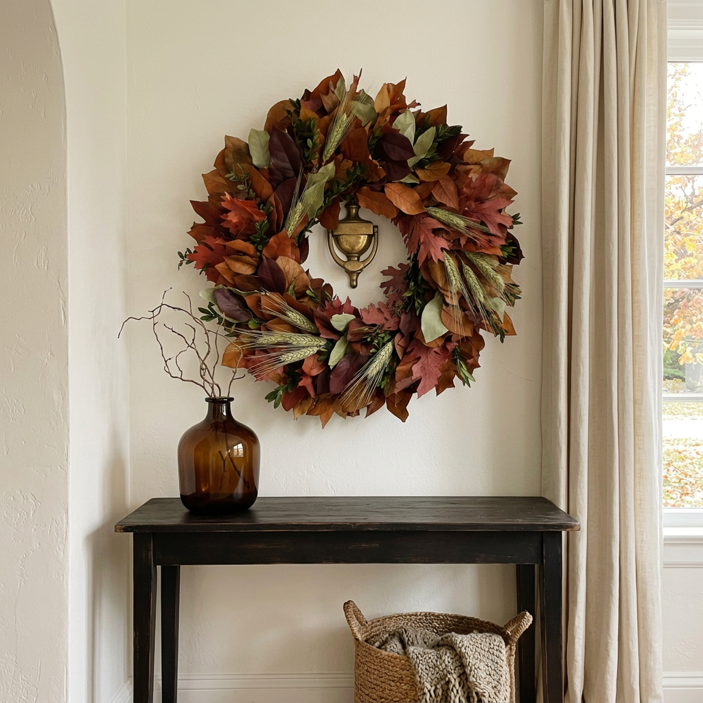 Dried and Preserved Amber Foliage Wreath