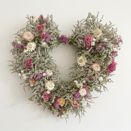 Dried Blushing Heart Wreath
