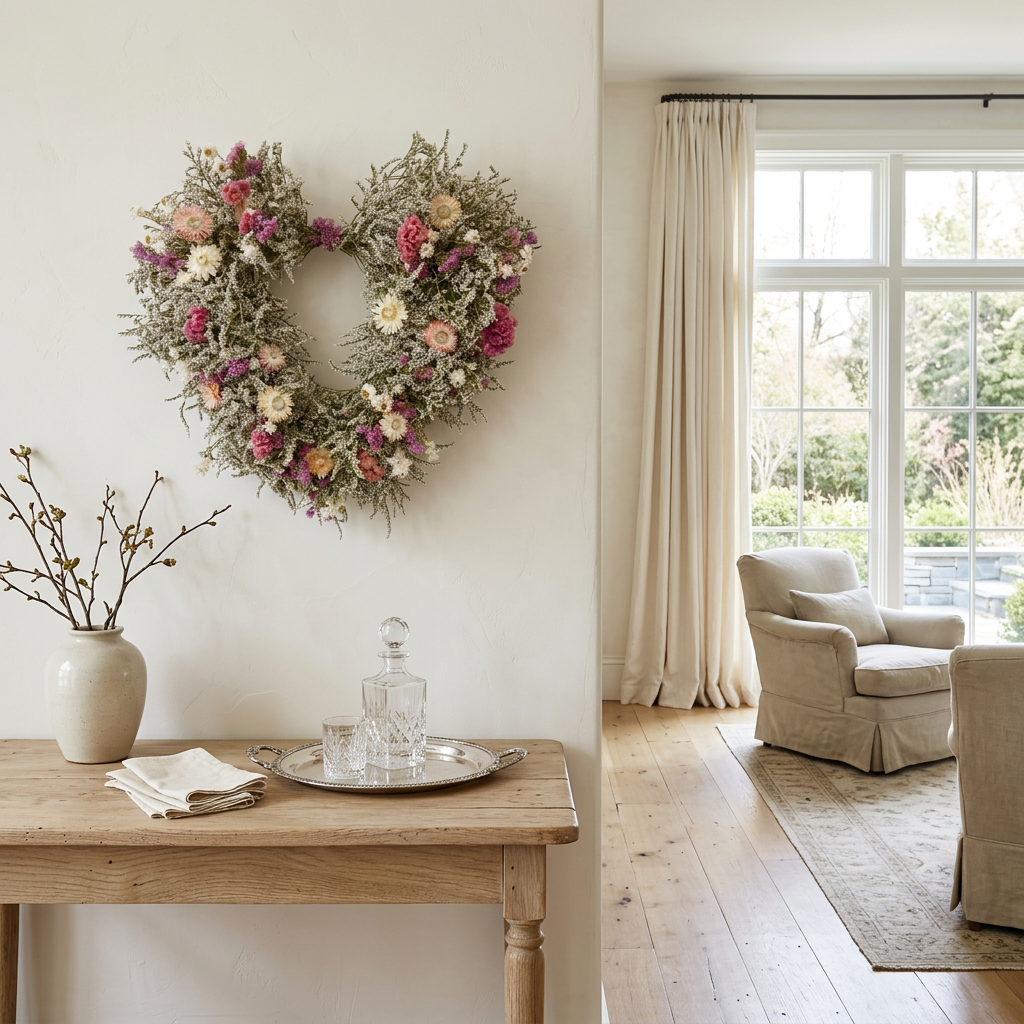 Dried Blushing Heart Wreath
