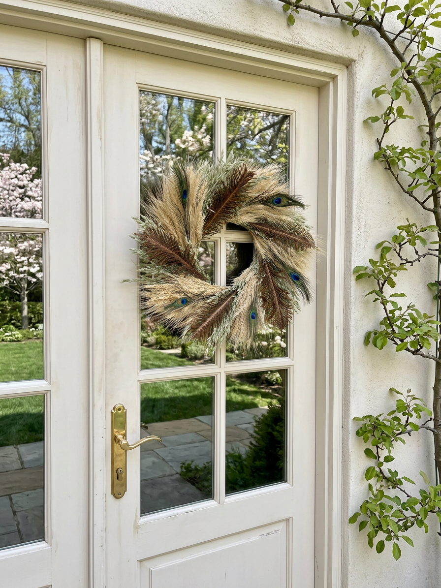 Dried Peacock Plume Wreath