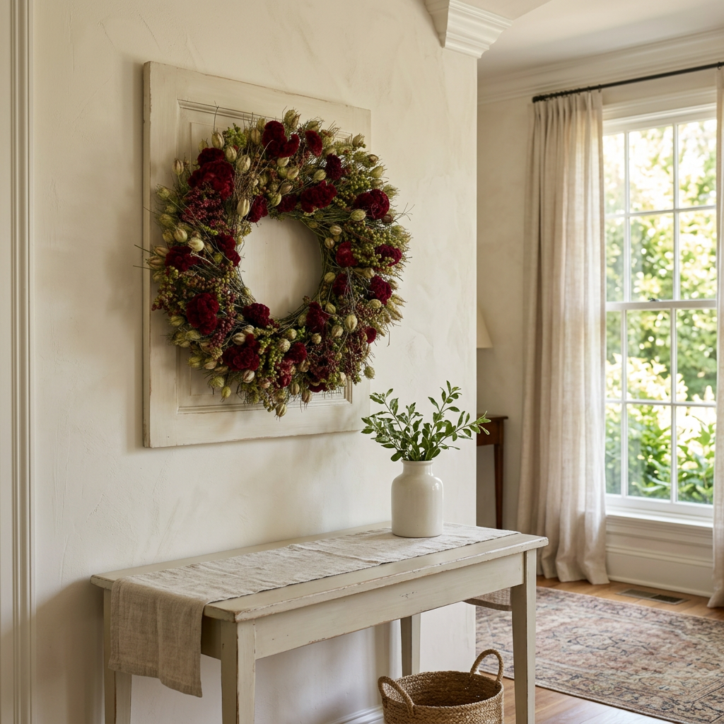 Dried Velvet Bordeaux Wreath