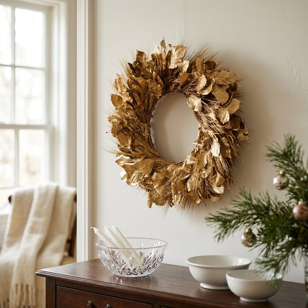 Dried Gilded Foliage Wreath