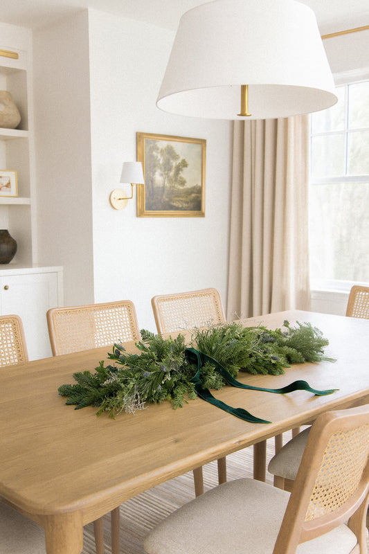 Fresh Evergreens Sea Holly Frost Mantelpiece Runner