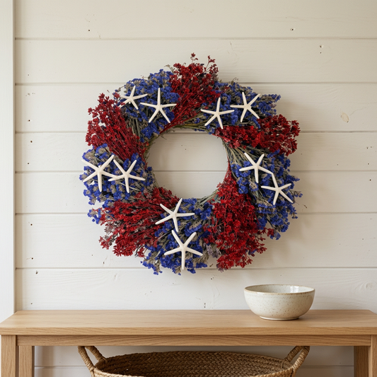 Dried Americana Seas Wheel Wreath