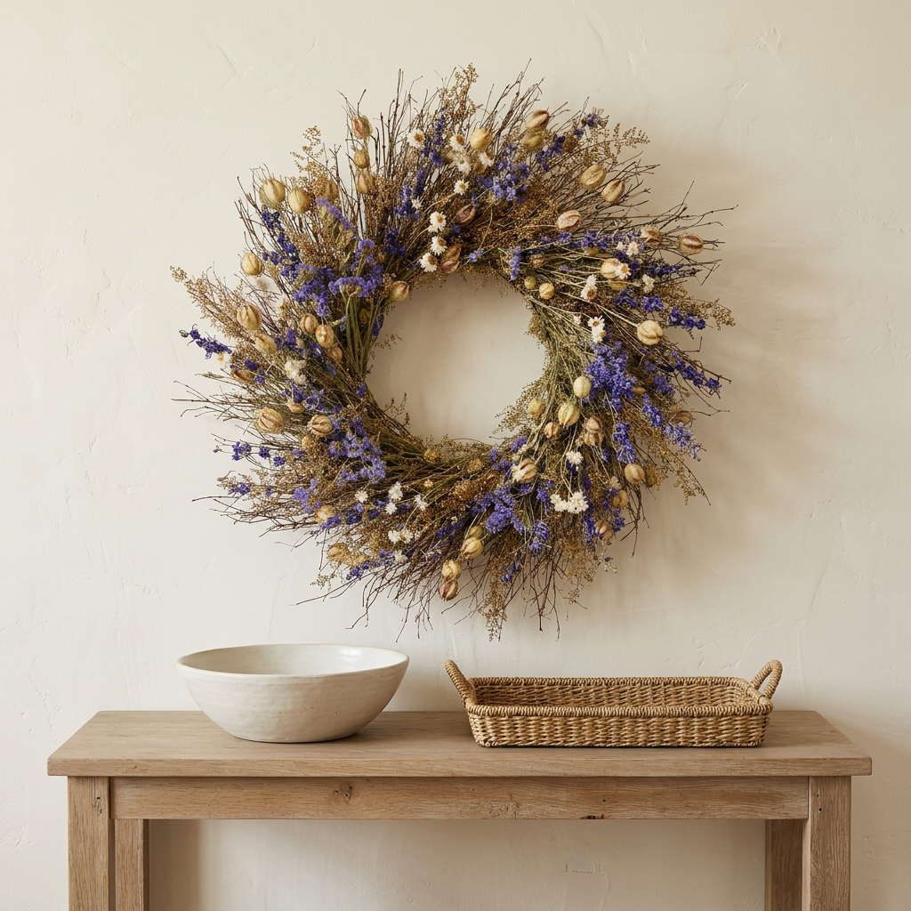 Dried Ammobium Violet Wreath