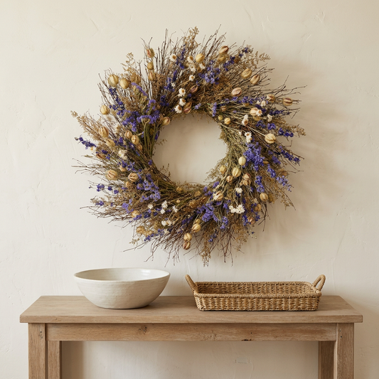 Dried Ammobium Violet Wreath