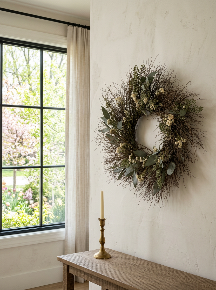 Dried Seeded Eucalyptus and Pearly Wreath
